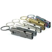Llavero De Silbato Doble Tubo Alta Decibelio Portátil Para Supervivencia En Camping Y Emergencias Herramienta Multifuncional - details 3