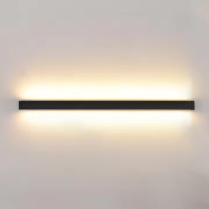 Lámpara de pared minimalista moderna, aplique de pared lineal negro, lámpara de noche para dormitorio, lámpara de pared de tira larga, lámpara recta nórdica, lámpara de hotel para sala de estar, lámpara de ambiente LED, luz de pared - 1