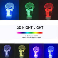 Lámpara De Ilusión 3D Punisher Con 16 Colores Cambiables Luz Nocturna USB Recargable Toque Con Control Remoto Regalo Para Navidad Halloween Cumpleaños - details 2