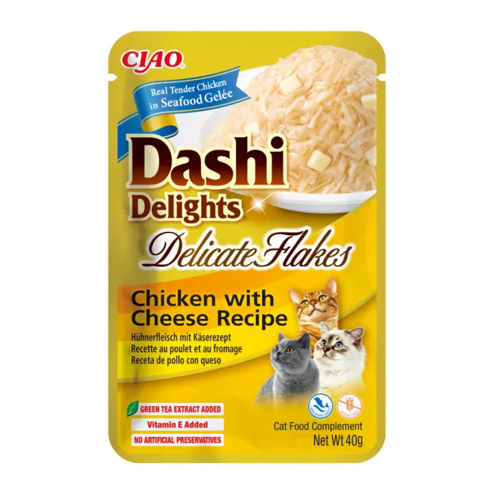 Inaba Churu Dashi Delights Delicate Flakes Pollo con Queso (12 unidades x 40 gr) - 1