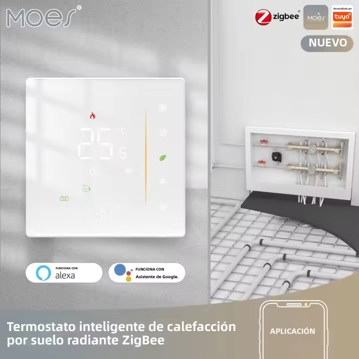 Controlador De Temperatura De Habitación MOES Zigbee Para Calefacción De Suelo Eléctrico/Acueducto Calentador De Gas Compatible Con Tuya Y Alex 5A16A - 1