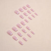 Uñas Postizas De Ballet Rosa Gradient Minimalista Francés 24 PCS + 1 Pegamento + 1 Linterna De Uñas Material De Resina - details 2