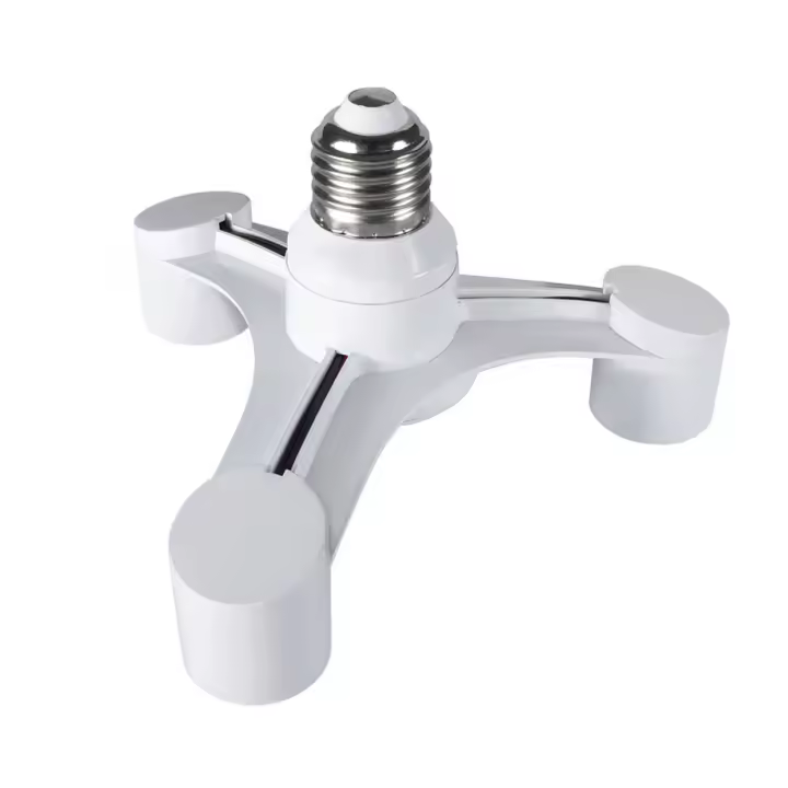 VzzUoo Adaptador Divisor De Bombilla LED E27 a 3-E27 Soporte Para Lámpara Para Estudio Fotográfico 3 En 1 Material PC+ABS - 1