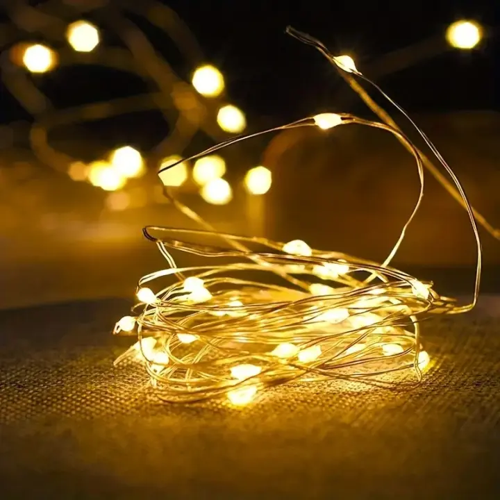 Luz De Cadena LED De Hilo De Cobre Botón Con Batería Impermeable Luces Pequeñas De Colores Para Decoración De Ambiente Caja De Regalo - 1