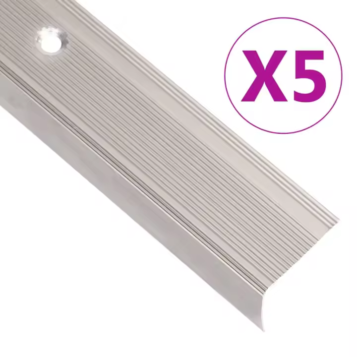 vidaXL Perfiles de peldaños forma de L 5 uds aluminio champán 90 cm - 1