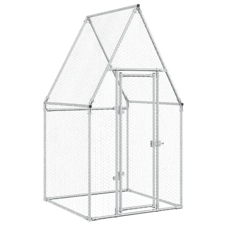 vidaXL Jaula para Gallinas Caseta de Pollos Gallinero Acero Galvanizado Plateado Dimensiones 100 x 100 x 190 cm, 200 x 100 x 190 cm, 400 x 100 x 190 cm - 1