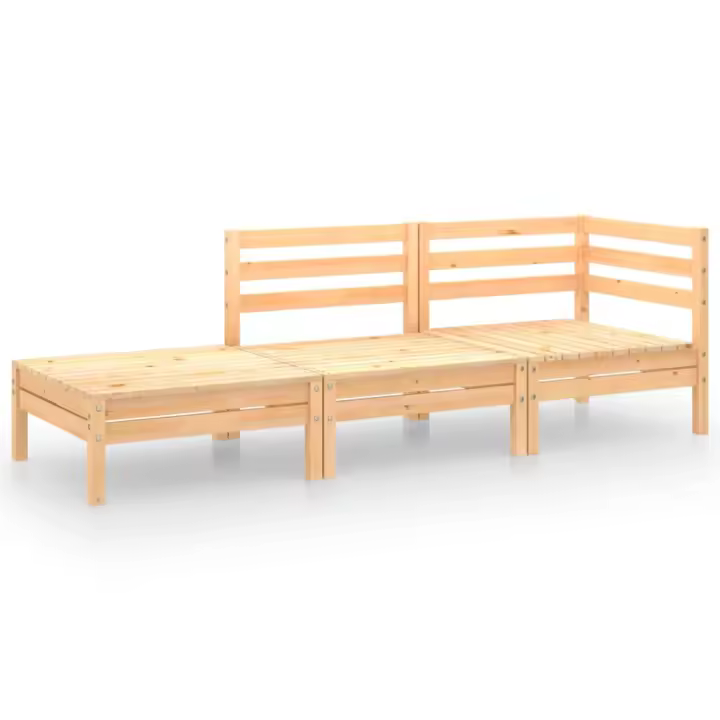 vidaXL Juego de muebles de jardín 3 piezas madera maciza de pino - 1