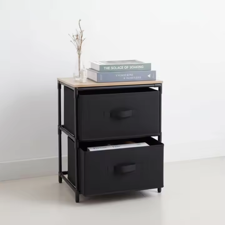 MOBLEKIT | Cajoneras Auxiliares con Estructura Metálica y Cajones de Tela, Muebles Organizadores de Madera para Ropa y Accesorios, Cómodas Compactas para Dormitorio o Hogar - 1