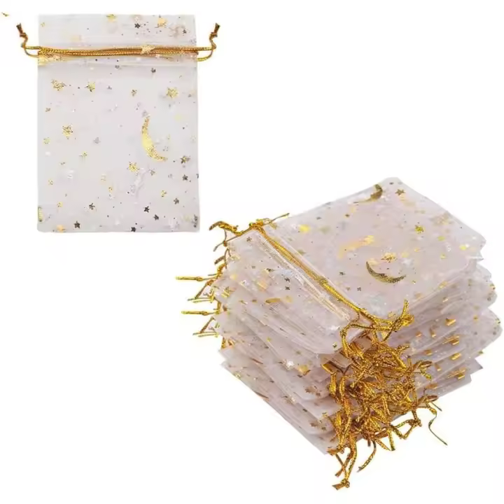 100 Bolsas de Organza Blancas para Gift y Joyas - Bolsitas de Tela - 1