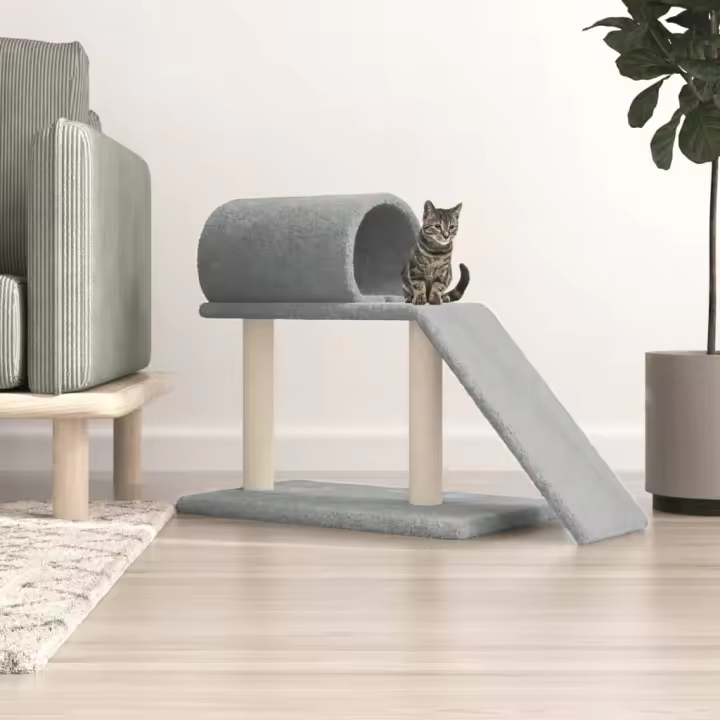 vidaXL Rascador para Gatos con Túnel y Escalera Árbol de Escalada Color Crema,  Gris claro,  Gris oscuro y mas - 1