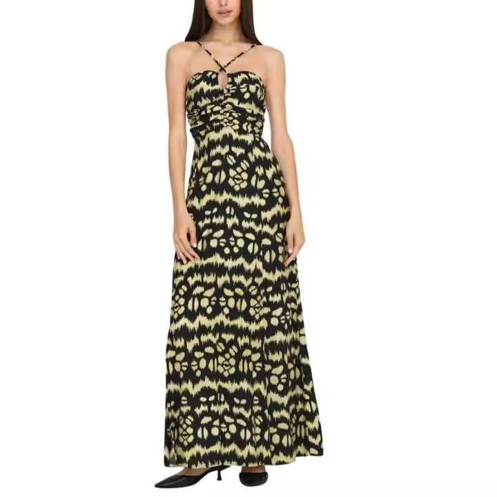 ONLZEVEN S/L LONG DRESS PTMBlack Floral ikat - 1