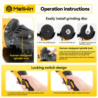 MELLWIN Amoladora Angular Inalámbrica 125mm M14 Sin Escobillas 12000PRM Para Batería Makita Herramienta De Polido Y Amolado - details 3