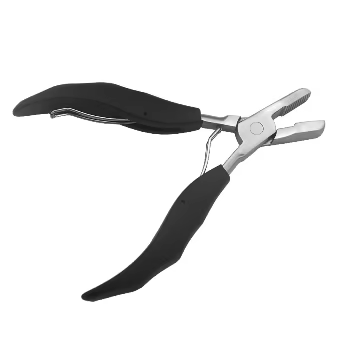 Aguja De Plegar De Talla Plana Negra Con Pequeños Profundismos Para Extensiones De Cabello Pre-Bonded Abrazadera De Metal 5.5'' - 1