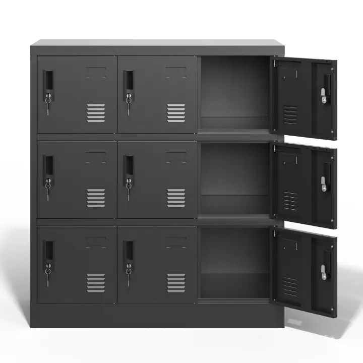 Gabinete de Metal de 9 Puertas para Oficina, Gimnasio, Escuela y Hogar-Gabinete de Almacenamiento de Seguridad with Ranura para Tarjetas (Negro), High 100 cm × Ancho 90 cm × Profundidad 40 cm - 1