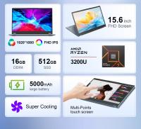Ninkear YBOOK15 Portátil 2 en 1, Pantalla Táctil 15.6 pulgadas 1920*1080 con Giro de 360°, AMD Ryzen 3 3200U, 16GB RAM 512GB SSD, Windows 11 Pro, WiFi 2.4/5GHz Bluetooth 4.2, 1*USB3.0, 2*USB2.0, 1*Type-C, 1*HDMI, 1*RJ45, Batería 38Wh - details 1