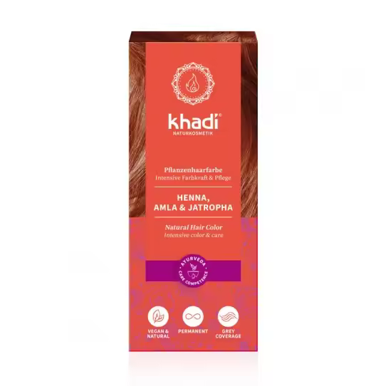 Henna natural con Amla y Jatropha Rojo 100g Khadi - 1