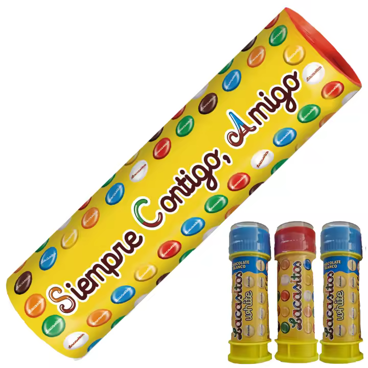 Lacasitos Megatubo 1,5 KG-Para mi amigo + 3 POMPEROS LACASITOS - 1