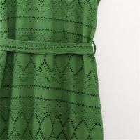 Vestido De Mujer Taop&Za Primavera 2024 Estilo Casual Con Cuello De Botón Y Cinturón Bordado Hueco Largo Hasta La Rodilla Polyester - details 8