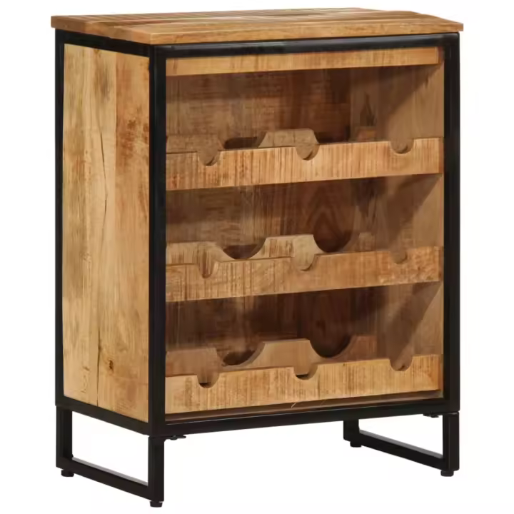 vidaXL Botellero para 9 botellas madera maciza mango 55x33x70 cm - 1