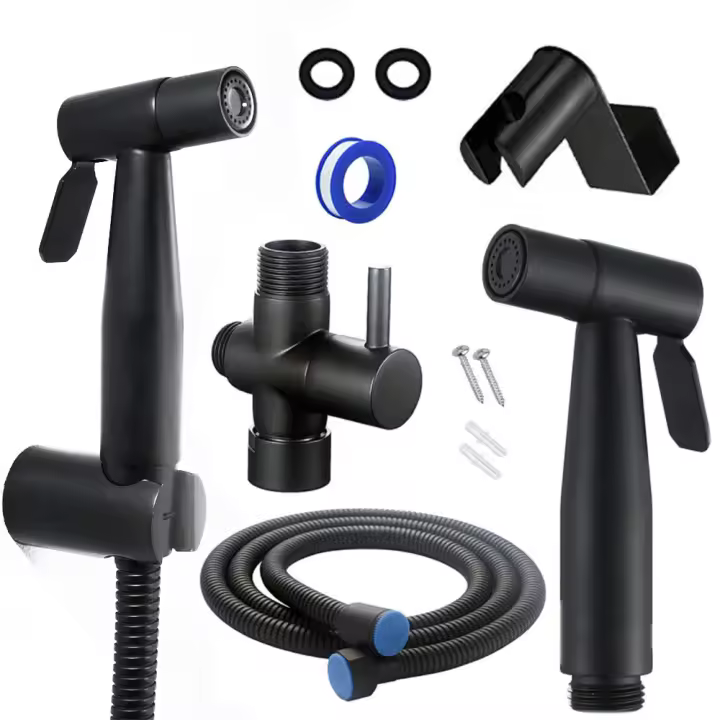 Complete Kit de Ducha de Mano para odorless-Kit de Ducha de Mano para odorless with válvula de 3 Vías (1/2 "-3/8") The Tamaños estándar France (Negro) - 1