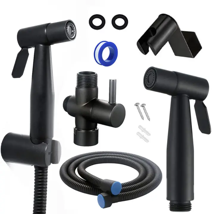 Complete Kit de Ducha de Mano para odorless-Kit de Ducha de Mano para odorless with válvula de 3 Vías (1/2 "-3/8") The Tamaños estándar France (Negro) - 1