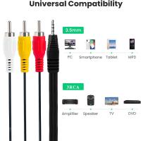 TEMCO Cable Videocamara Mini Jack 3.5mm a 3 RCA AV, 1.5m, Cable de Video con Conector macho 3.5mm RCA y Audio Video, Cable Aux Auxiliar 4 polos a RCA 3 Colores, amarillo, blanco y rojo, Clavija Bañado en Oro, Cable AVM Convertidor DV 150cm - details 6