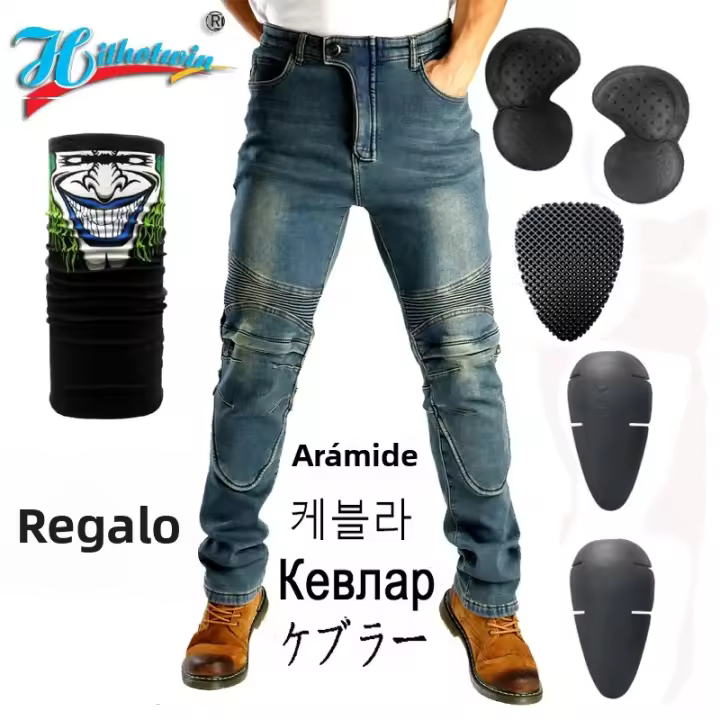 Pantalones De Motocicleta Para Hombres Verano Invierno Protección Rodilla Aramida Velours Impermeables Motocross Carretera - 1