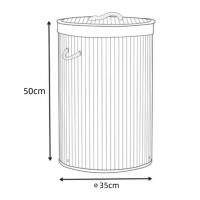 HOGUITA-Cesto de Bambú con Tapa para Ropa Sucia, Cubo Plegable para Colada de Lavandería con Asa de Cuerda, Cesta Redonda Plegable Ideal para el Hogar, Ropero de Bambú Funcional y Práctico para Organizar tu Espacio de Lavandería - details 2