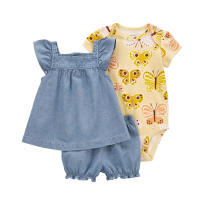 Nueva ropa de verano para niñas, pantalones cortos de manga corta, camisetas, trajes de tres piezas. - details 14