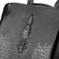 Mochila De Cuero Genuino 100% Zency Para Mujer Con Patrón De Cocodrilo Bolso De Viaje Y Escolar Con Cierre De Cremallera Bolsillos Internos Y Externos Mochila De Moda - details 11