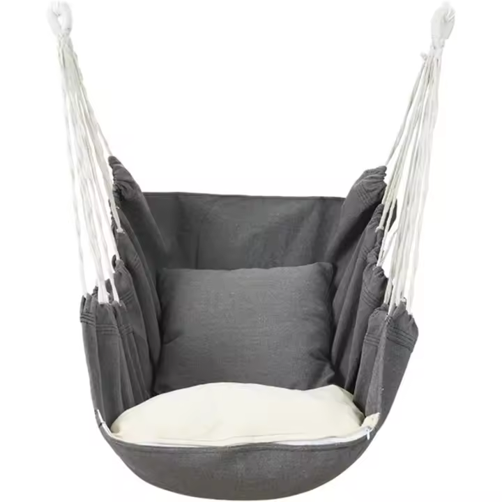 Juego de columpio para exteriores, hamaca de Patio de Jardín, puede apoyar 440,9 lbs, Silla de columpio portátil de Algodón Puro, Silla Colgante a interiores - 1