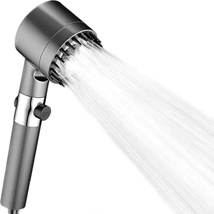 Alcachofa de ducha con filtro, ahorro de agua, ducha de mano de alta presión con 3 + 1 tipos de chorro, cabezal de ducha con manguera, para eliminar el agua dura, cloro residual, bacterias y - 1