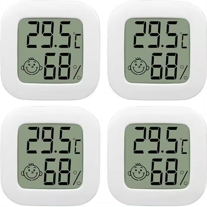 Paquete de 4 termómetros de interior, mini termómetro higrómetro LCD, monitor de alta precisión con icono de aire para cocina, habitación de bebé - 1