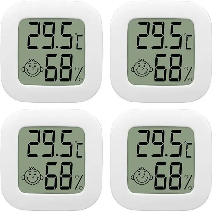Paquete de 4 termómetros de Interior, mini termómetro higrómetro LCD, monitor de Alta precisión con icono de aire para Cocina, habitación de Bebe - 1
