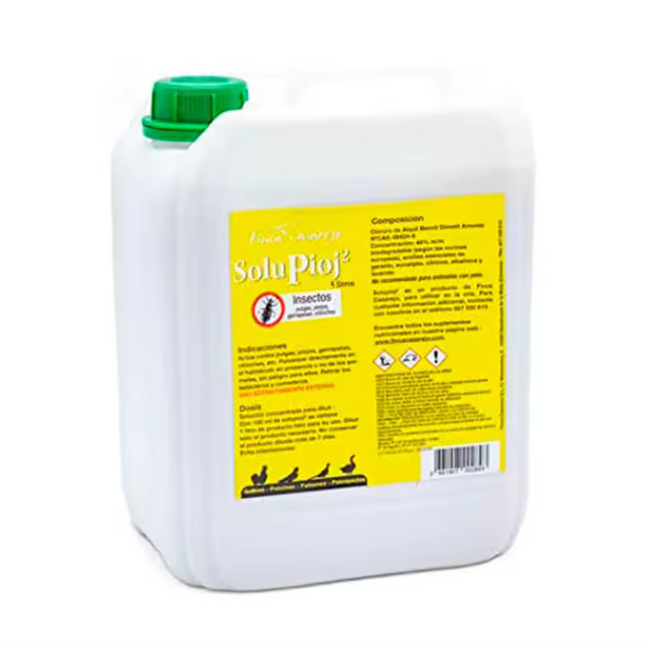 Desinfectante para Piojos de Gallinas y Otros Parásitos - Solupioj 500ml / 1L / 5L - Finca Casarejo - 1
