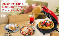 Mini Gofrera 350W, Gofrera Individual para Racion, Pequeña Waffle Maker, Maquina Plancha para hacer Gofres, Antiadherente, Mango con Toque frio, Pequeño Electrodomestico Automatico para Cocina, Celebracion Fiesta Familiar, Pasteleria, Cafeteria, Bar, Roja - details 6