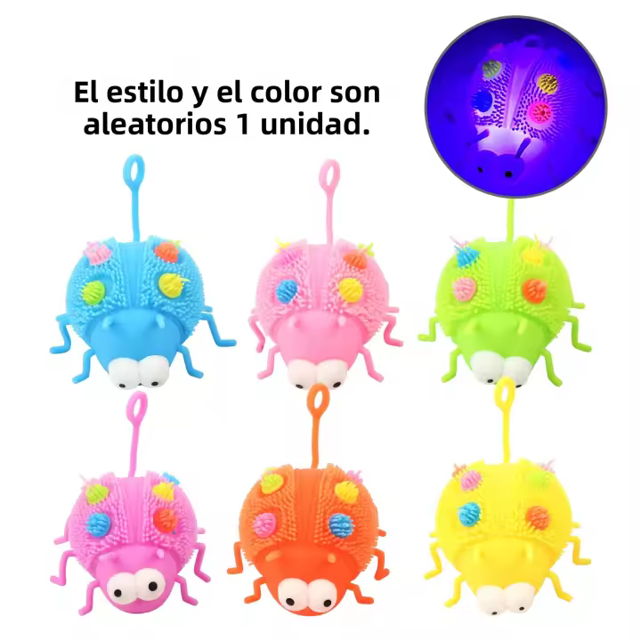 Bola De Pelo Luminosa Creativa Y Única Estilo Virus+Mariposa Juguete Para Niños Elástico Bola De Liberaón Brilla Al Aire - 1