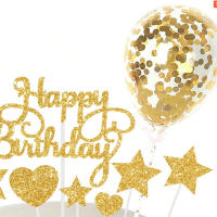 14Pcs/set Topper De Pasteles 'Feliz Cumpleaños' Decoración Para Cupcakes Con Estrellas Y Corazones DIY Para Fiestas De Cumpleaños Decoración De Postres - details 3