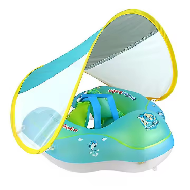 Flotador inflable para natación de bebé, anillo flotante, piscina para bebé con dosel de protección solar [kk] - 1