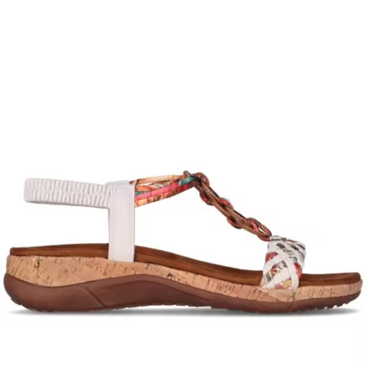 Chika10 sandalia confort con gomas elasticas para mujer rigatone 02 color blanco - 1