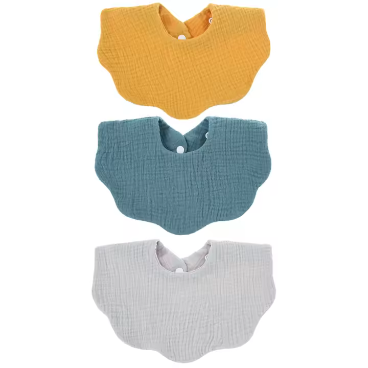 3pcs Bibs De Algodón Para Bebé Colores Sólidos Bandana De Ensalada Para Niños Y Niñas Toallas Para Lactancia Y Saliva - 1