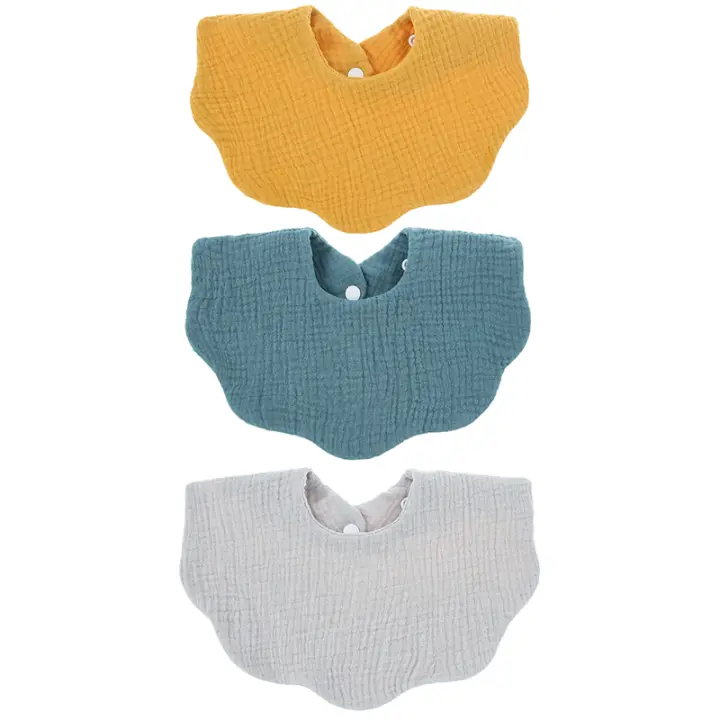 3pcs Bibs De Algodón Para Bebé Colores Sólidos Bandana De Ensalada Para Niños Y Niñas Toallas Para Lactancia Y Saliva - 1