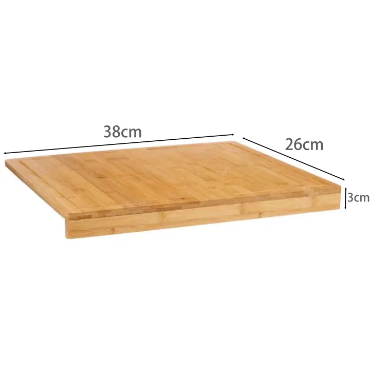"Tabla de Cortar de Bambú Grande con Ranura para Líquidos, Rectangular, Natural, Moderna para Cocina - 1