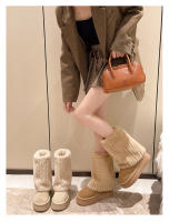 Botas De Nieve Para Mujer Con Aumento De Altura Y Suela Gruesa 2024. Botines De Invierno Con Forro De Peluche Y Algodón Espeso. Material De La Parte Superior PU. Botas De Media Caña. - details 22