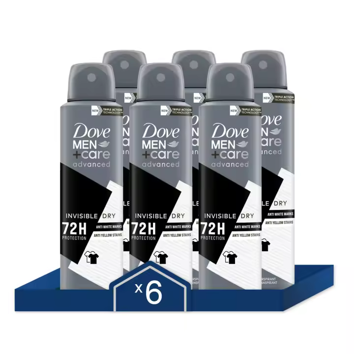 Dove Men+Care Aerosol Para Hombre Invisible Dry 72h 150ml - Pack de 6 - 1