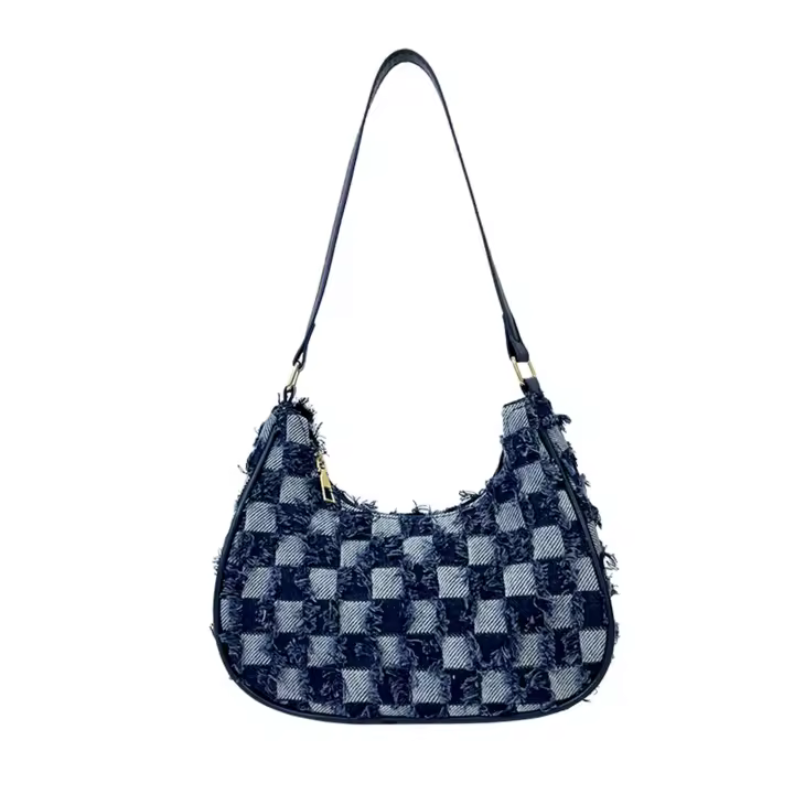 Bolso de mano para mujer, de lona, informal, de colores combinados, sencillo, a la moda, tipo mensajero, para el hombro - 1