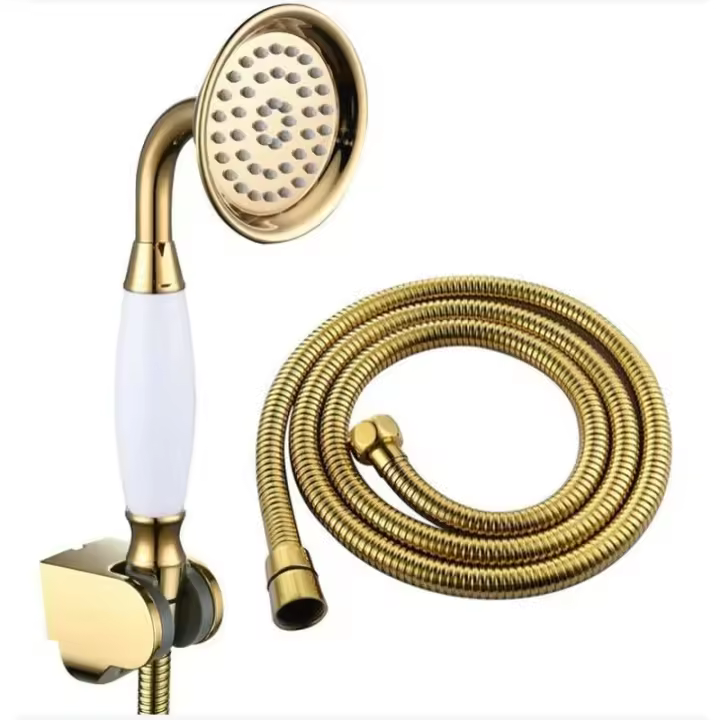 Alcachofa de Ducha Kit de Ducha de la manguera con soporte Juego de Ducha Dorado - 1