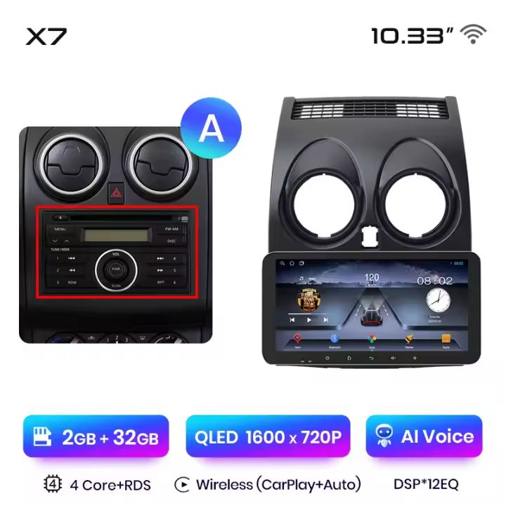 Junsun-autorradio X7 PRO 2K con Android para coche reproductor Multimedia inalámbrico con CarPlay 11.5 pulgadas para Nissan Qashqai J10 2006 2007 2008 2009 2010 2011 2012 2013 - 1