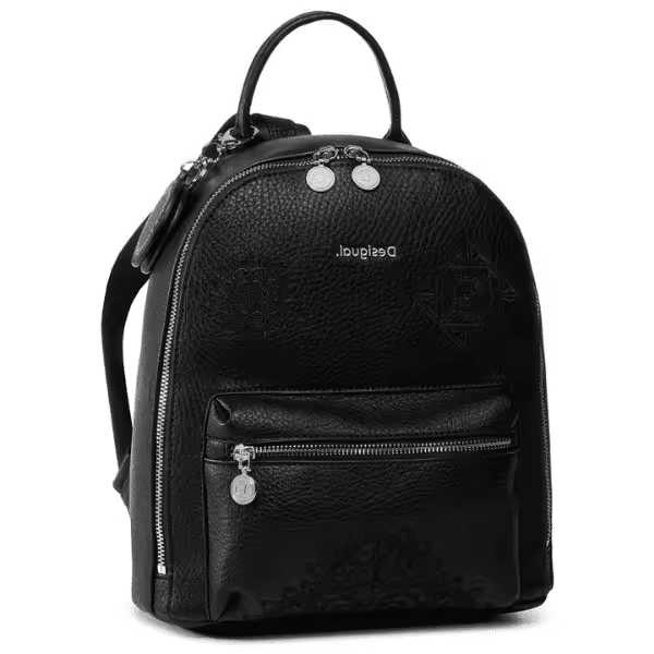 Desigual - Mochila Alegria Nazca Negra con Estampado de Mándala y Bolsillos Espaciosos - Primavera 100% Poliéster - 1