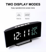 Reloj De Alarma Digital Con Pantalla Curva Mostrador De Tiempo/ Fecha/ Temperatura/Humedad 12/24h 3 Alarmas Ajustable Brillo Reloj De Mesa Europeo - details 3